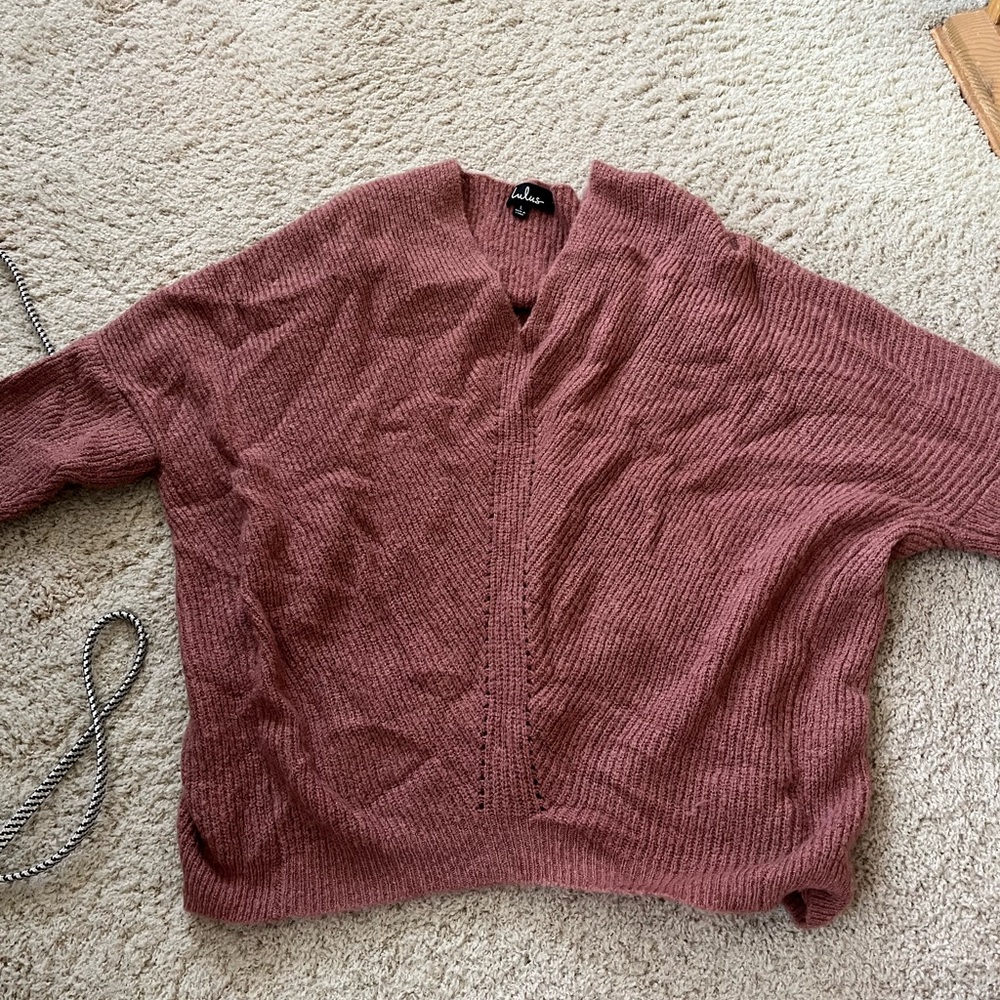 Very Soft Mauve Pink Sweater, size Large, stretchy, comfy